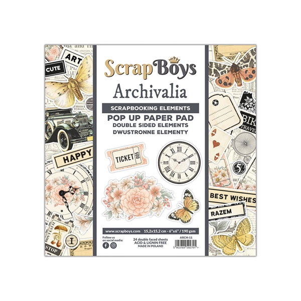 Papierowy Kufer - Scrap Boys - Zestaw Papierów POP UP 15,2x15,2 ARCHIVALIA