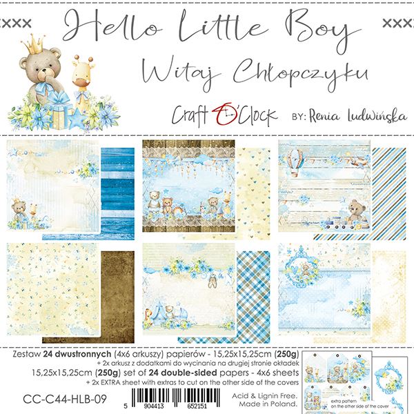 Papierowy Kufer - Craft o'clock - Zestaw papierów 15,25x15,25 HALLO LITTLE BOY