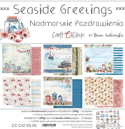 Papierowy Kufer - Craft o'clock - Zestaw papierów 30,5x30,5cm  SEASIDE GREETINGS