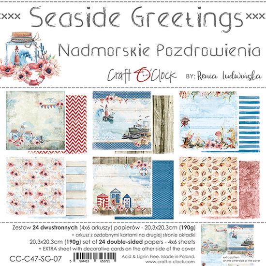 Papierowy Kufer - Craft o'clock - Zestaw papierów 20,3x20,3 cm  SEASIDE GREETINGS