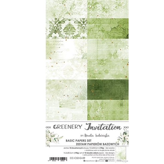 Papierowy Kufer - Craft o'clock - Zestaw papierów bazowych GREENERY INVITATION