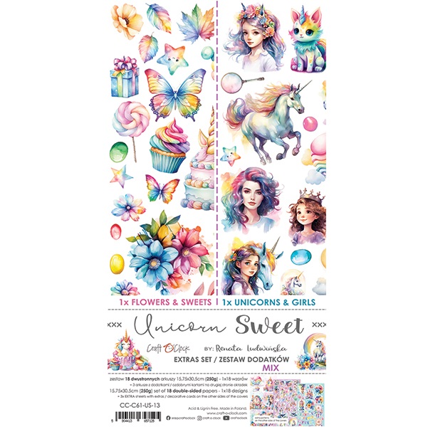 Papierowy Kufer - Craft o'clock - Zestaw dodatków do wycinania UNICORN SWEET mix