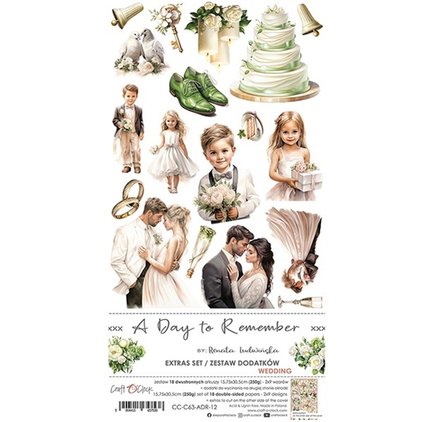 Papierowy Kufer - Craft o'clock - Zestaw dodatków do wycinania A DAY TO REMEMBER WEDDING