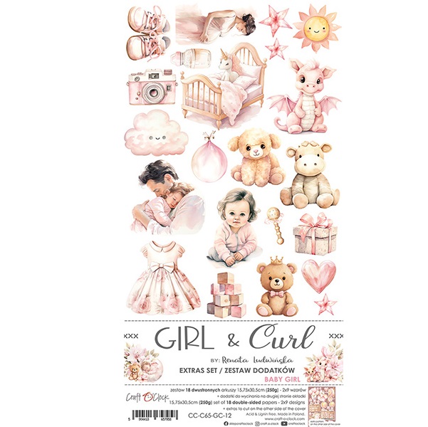 Papierowy Kufer - Craft o'clock - Zestaw dodatków do wycinania GIRL & CURL - BABY GIRL