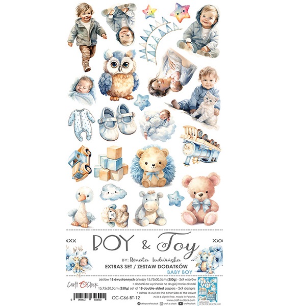 Papierowy Kufer - Craft o'clock - Zestaw dodatków do wycinania BOY & TOY - BABY BOY