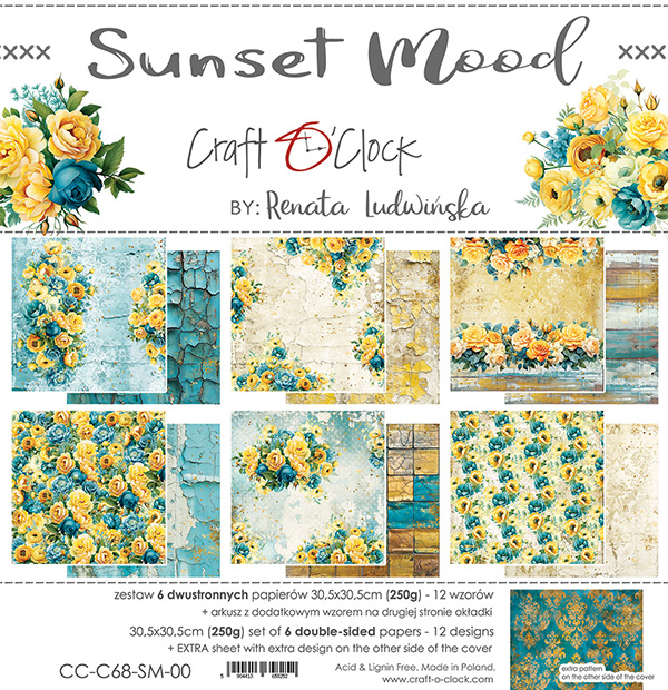 Papierowy Kufer - Craft o'clock - Zestaw papierów 30,5x30,5 cm SUNSET MOOD