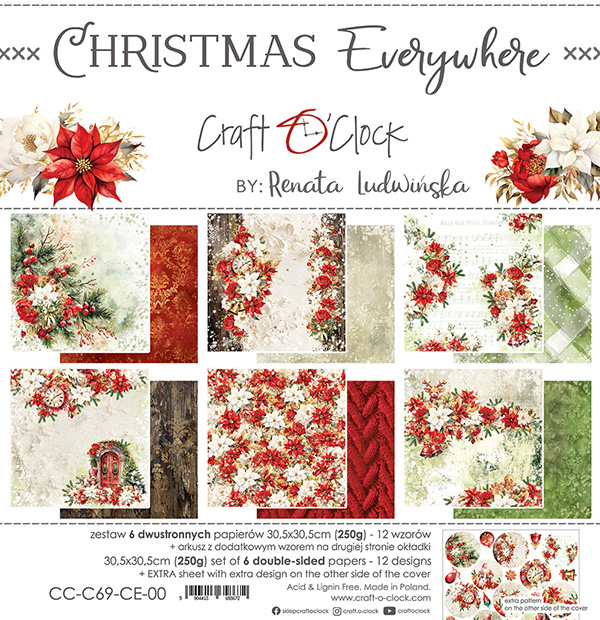 Papierowy Kufer - Craft o'clock - Zestaw papierów 30,5x30,5 cm CHRISTMAS EVERYWHERE