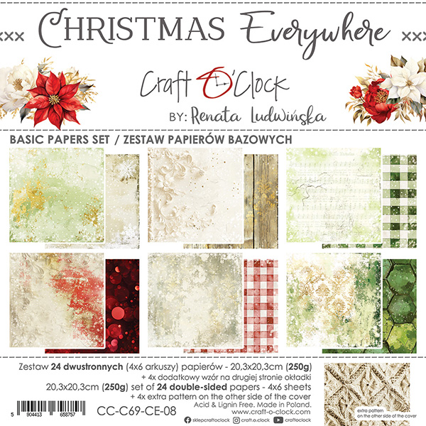 Papierowy Kufer - Craft o'clock - Zestaw papierów bazowych 20,3x20,3cm CHRISTMAS EVERYWHERE