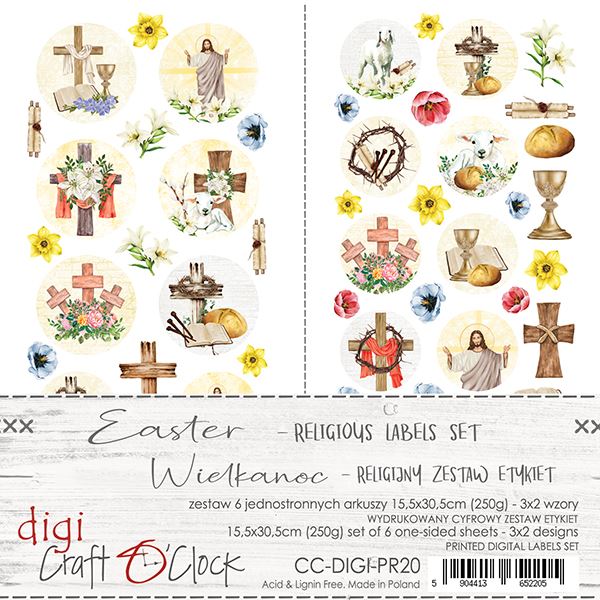 Papierowy Kufer - Craft o'clock - Zestaw etykiet do wycinania EASTER RELIGIJNE