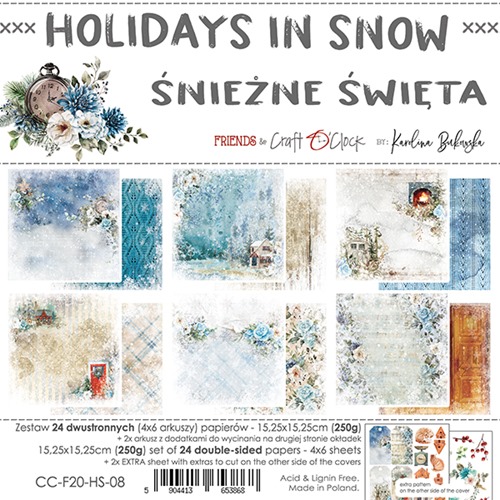 Papierowy Kufer - Craft o'clock - Zestaw Papierów 15,25X15,25 cm HOLIDAYS IN SNOW