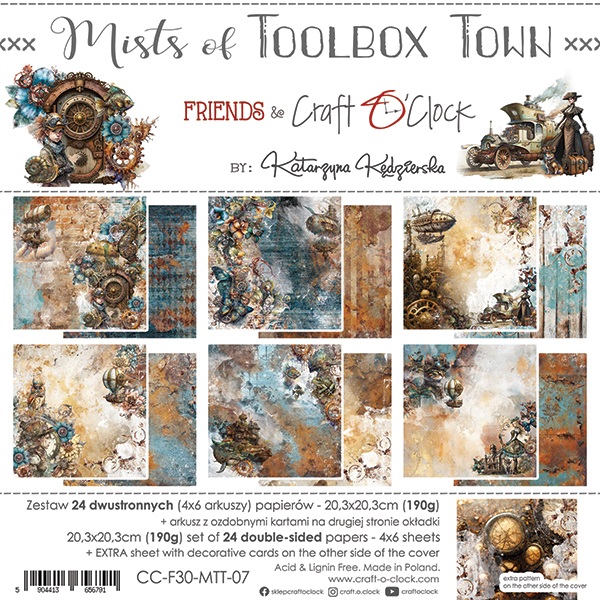 Papierowy Kufer - Craft o'clock - Zestaw papierów 20,3x20,3 cm MISTS OF TOOLBOX TOWN