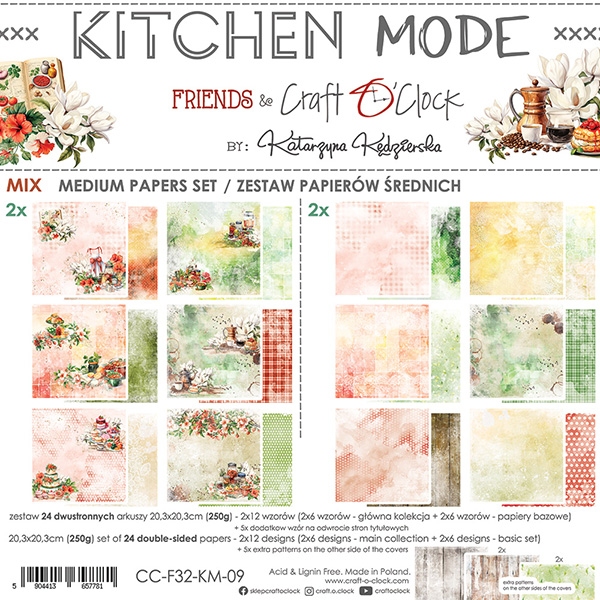 Papierowy Kufer - Craft o'clock - Zestaw papierów 20,3x20,3 cm KITCHEN MODE MIX