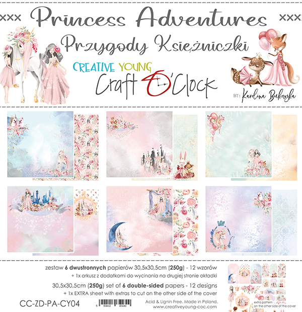 Papierowy Kufer - Craft o'clock - Zestaw papierów 30,5x30,5 PRINCESS ADVENTURE