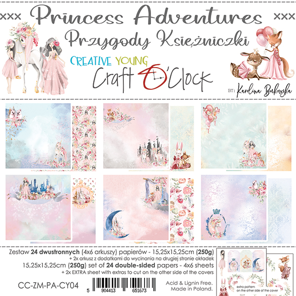 Papierowy Kufer - Craft o'clock - Zestaw papierów 15,25x15,25 PRINCESS ADVENTURE