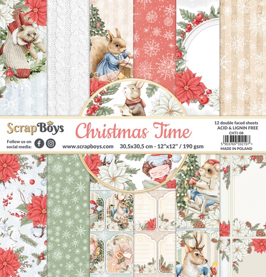 Papierowy Kufer - Scrap Boys - Zestaw papierów 30,5x30,5 cm CHRISTMAS TIME