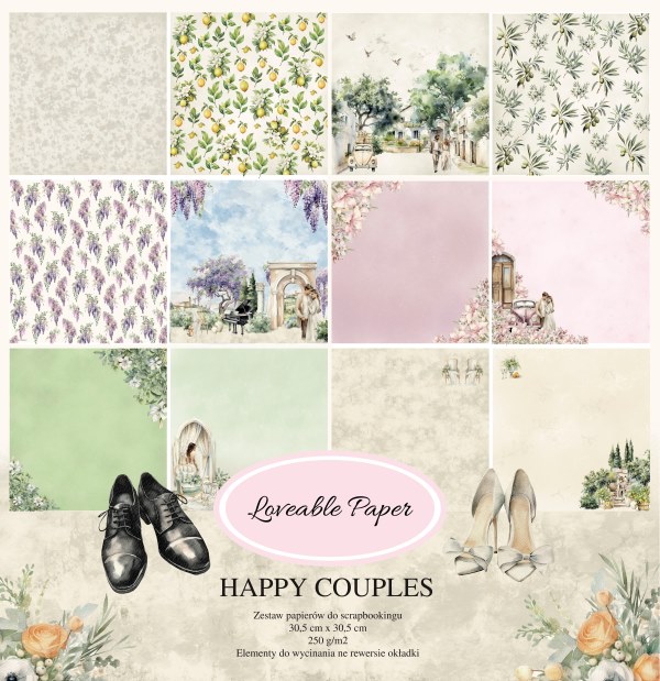 Papierowy Kufer - Loveable Paper - Zestaw papierów 30,5x30,5 cm Happy Couples - 12 arkuszy