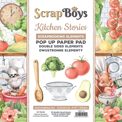 Papierowy Kufer - Scrap Boys - Zestaw Papierów 15,2x15,2 KITCHEN STORIES pop up