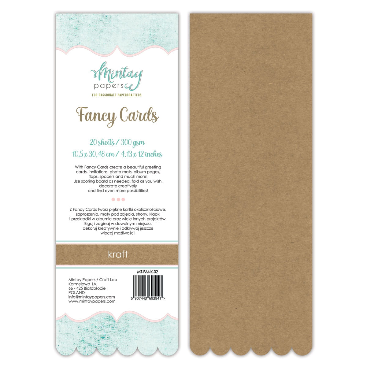 Papierowy Kufer - Mintay Papers - FANCY CARDS 02 kraft 20 szt.