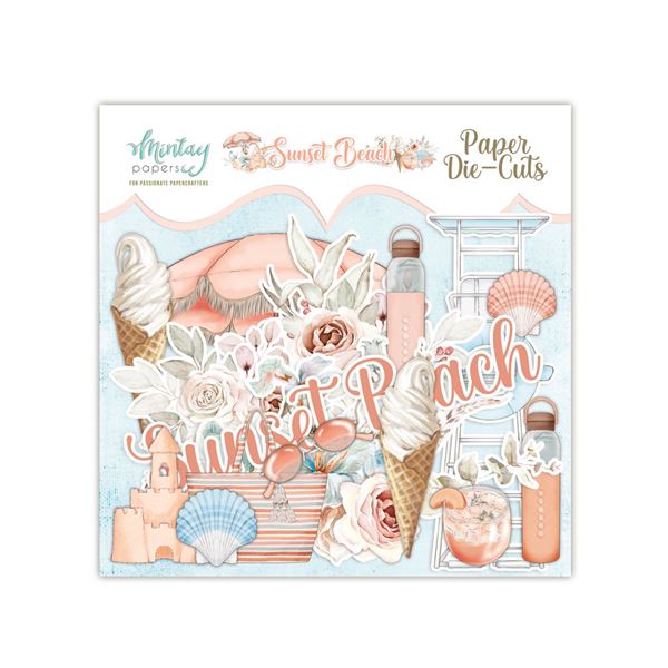 Papierowy Kufer - Mintay Papers - Die cuts elementy wycięte 53 szt. SUNSET BEACH