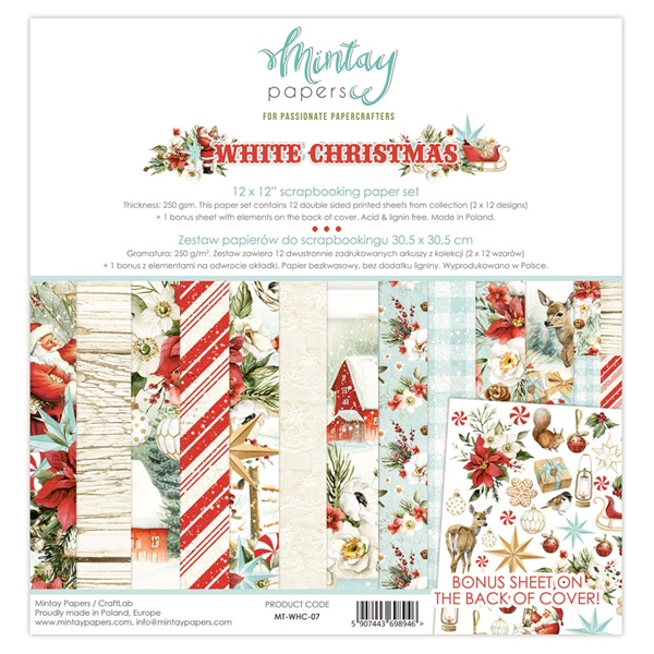 Papierowy Kufer - Mintay Papers - Zestaw papierów 30,5x30,5 WHITE CHRISTMAS