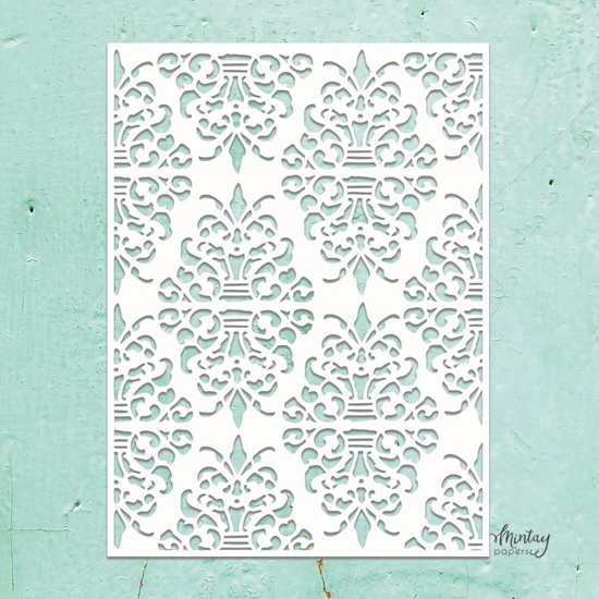 Papierowy Kufer - Mintay Papers - szablon maska DAMASK