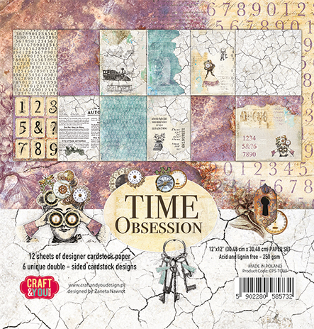 Papierowy Kufer - Craft & You - Zestaw papierów 30,5x30,5 TIME OBSESSION