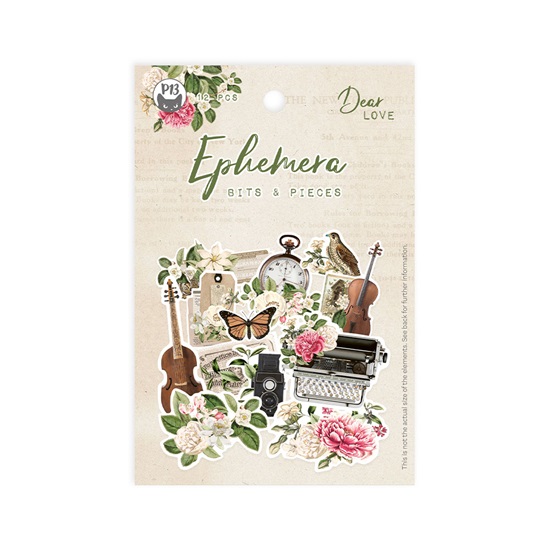 Papierowy Kufer - Zestaw wyciętych elementów die cuts DEAR LOVE 12SZT. - P13 Piatek Trzynastego