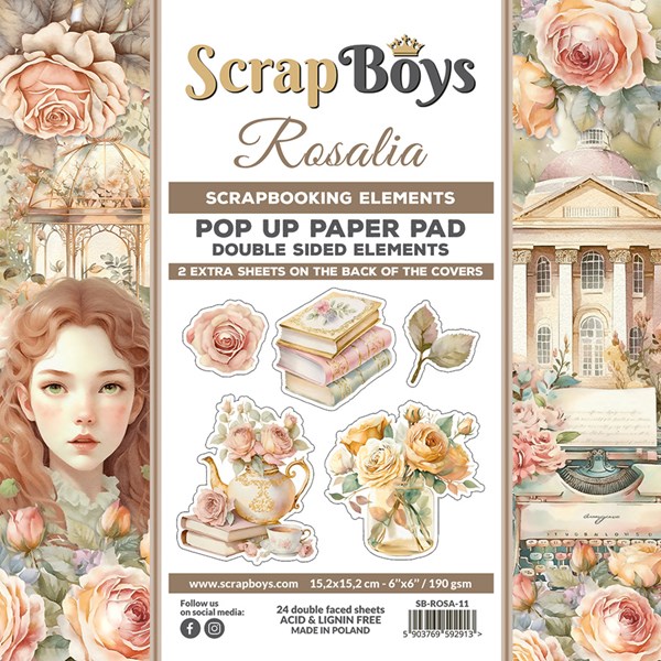 Papierowy Kufer - Scrap Boys - Zestaw Papierów POP UP 15,2x15,2 ROSALIA