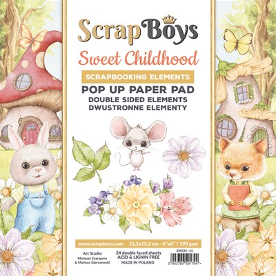 Papierowy Kufer - Scrap Boys - Zestaw Papierów 15,2x15,2 cm SWEET CHILDHOOD pop up