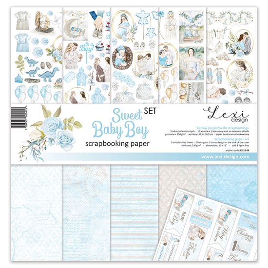 Papierowy Kufer - Zestaw papierów SWEET BABY BOY SET - Lexi Design