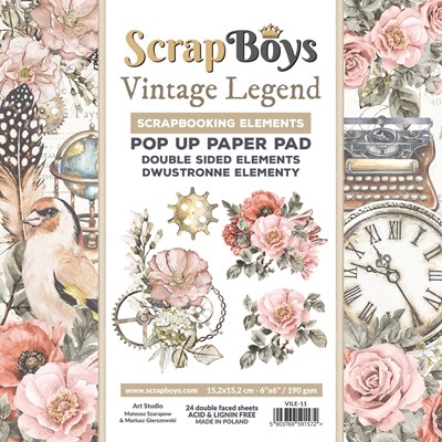 Papierowy Kufer - Scrap Boys - Zestaw Papierów 15,2x15,2 VINTAGE LEGEND pop up