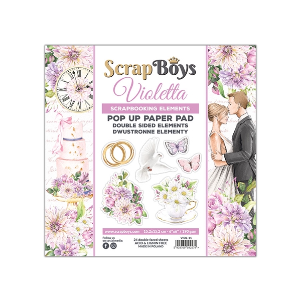 Papierowy Kufer - Scrap Boys - Zestaw Papierów POP UP 15,2x15,2 VIOLETTA